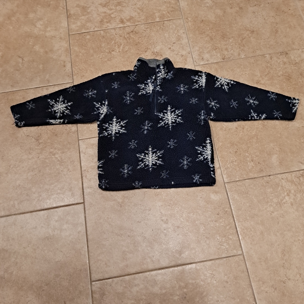 GIRLS GAP SNOWFLAKE ZIPPER FRONT FLEECE PULLOVER